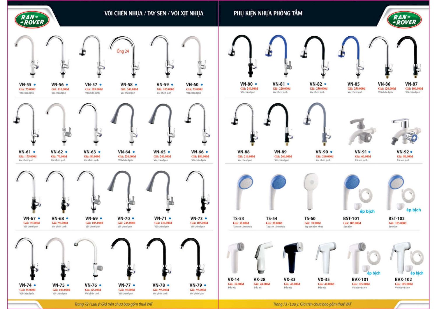 Thiết bị vệ sinh RANROVER Catalogue và Bảng giá mới nhất /Page 37